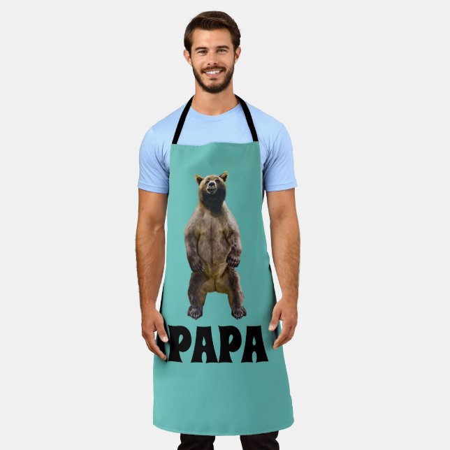 TABLIER PAD GRIZZLY BEAR PAPA FUNNY GRILLOUT APRON (Porté)
