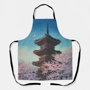 Tablier Pagode de printemps japonaise vintage sur une soir
