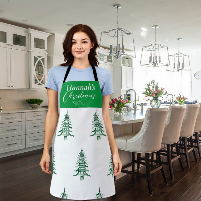 Tablier Pagode verte Custom Arbre de Noël Apron (Green Pagoda Custom Christmas Tree Apron)