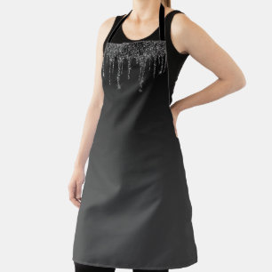 Tablier Paillettes noires coulures ombre gris foncé scinti