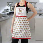Tablier Pain d'épice de Noël Cookie de l'homme<br><div class="desc">Ce joli tablier de pâtisserie de Noël présente une représentation graphique d'un biscuit homme en pain d'épices et de biscuits de vacances gelés. Cette conception comprend un motif de cookies et du texte personnalisé à personnaliser avec un nom.</div>