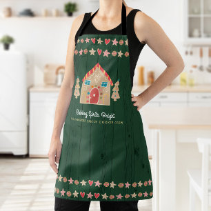Tablier Pain d'épices Baking Green Rustic Holiday Typograp