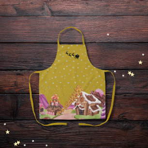 Tablier Pain d'épices fantaisie or de la scène de Noël