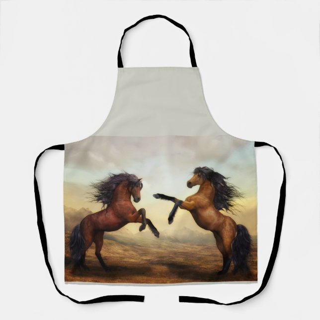 Tablier paire de chevaux sauvages  (Recto)