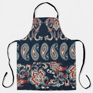 Tablier Paisley fleurie, damas motif vintage.