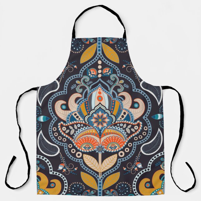 Tablier Paisley Floral : Motif indien foncé (Recto)