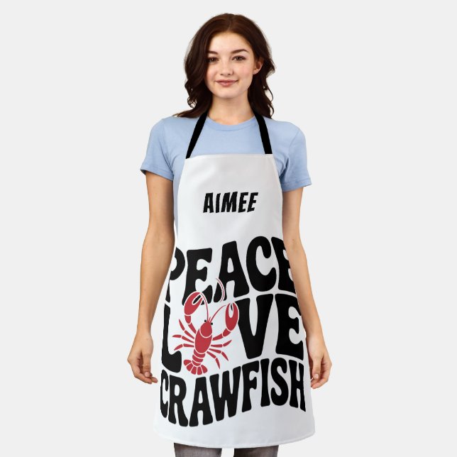 Tablier Paix Amour et Écrevisses Nom Cajun (Porté)