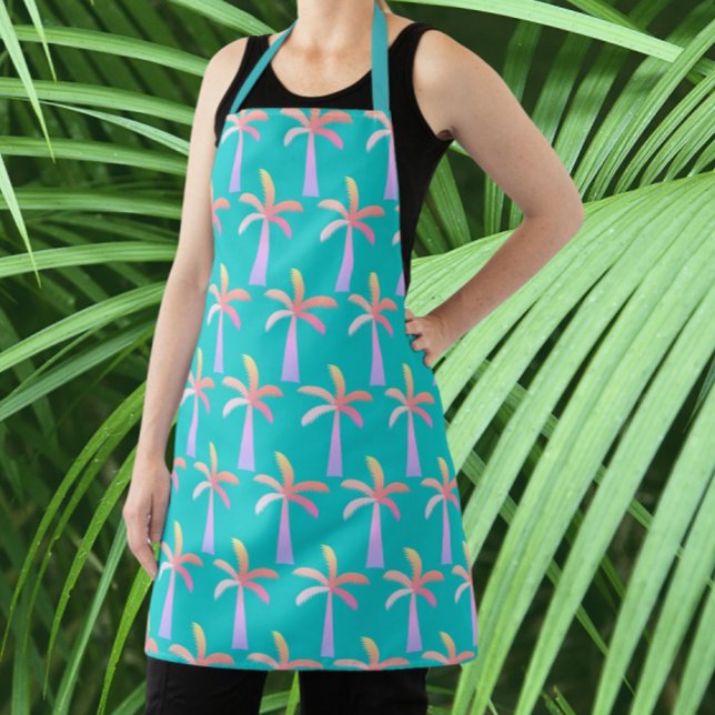 Tablier Palm Springs bleu turquoise Palm Tree (Colorful palm tree apron!)