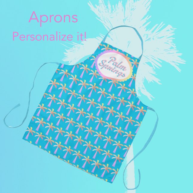 Tablier Palm Springs Retro Palm Springs Turquoise Blue Tro (Kitchen fun!)