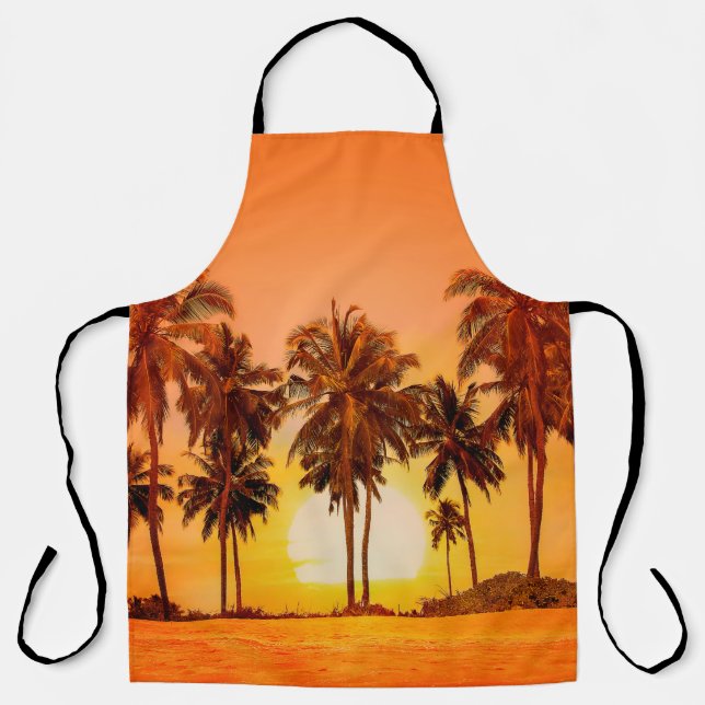 Tablier Palm trees at sunset background. Sri Lanka. (Recto)