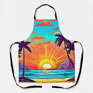 Tablier Palmes de coucher du soleil : Vue tropicale