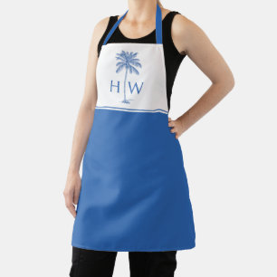 Tablier Palmier Bleu Palmetto Monogramme