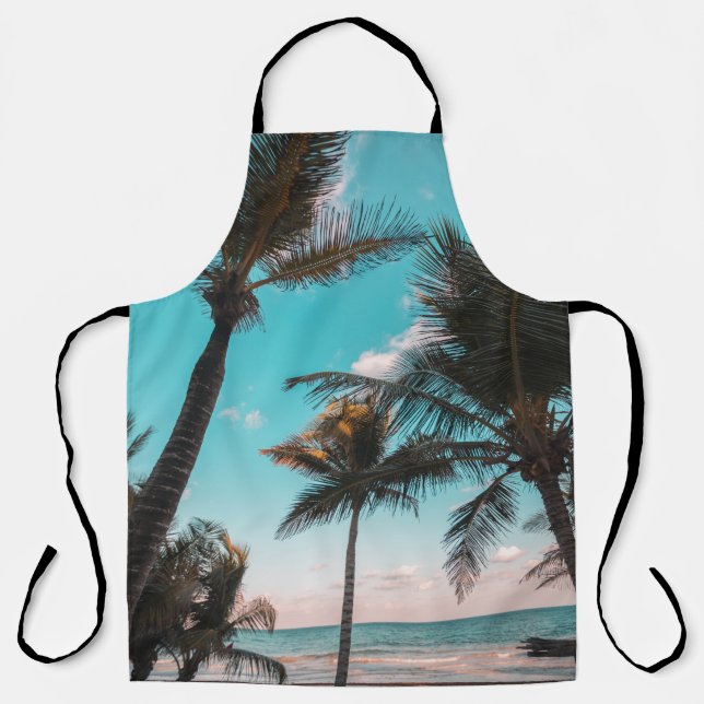 TABLIER PALMIER TROPICAL RETRO EN BORD DE PLAGE (Recto)