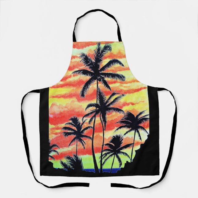 Tablier Palmiers de Coco-Coques Couchés De Soleil Hawaïen (Recto)