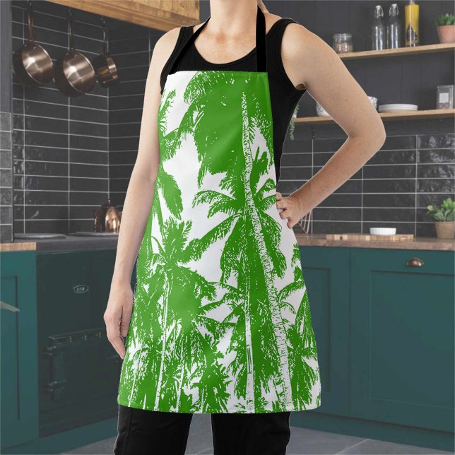 Tablier Palmiers design en vert et blanc (Créateur téléchargé)