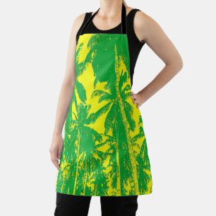 Tablier Palmiers design en vert et jaune