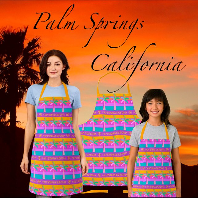 Tablier Palmiers tropicaux Retro Personnalisés Coucher de  (Fun aprons in bright desert colors!)