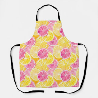 Tablier Pamplemousse rose et rideau de douche citron