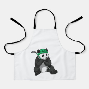 Tablier Panda au hockey sur glace avec bâton de hockey sur