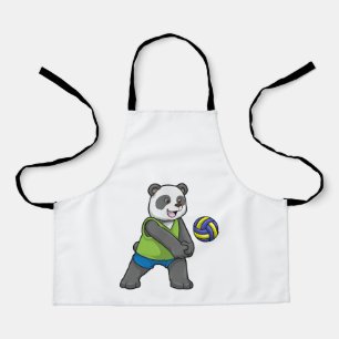 Tablier Panda aux sports avec volleyball
