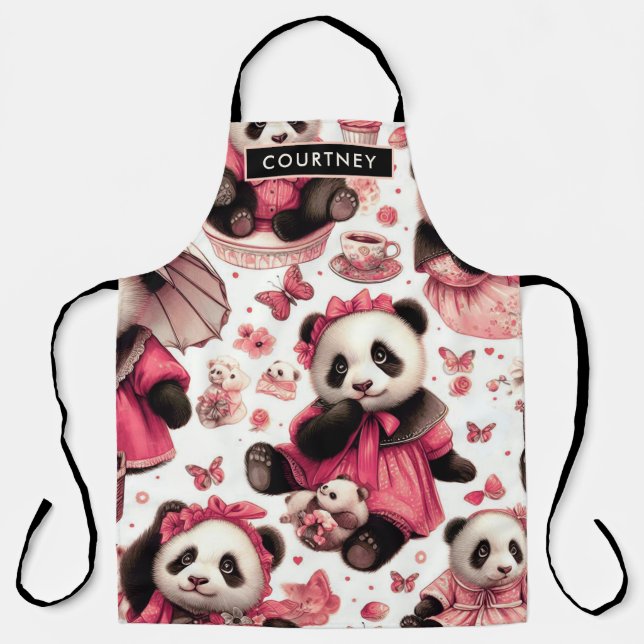 Tablier Panda bébé vintage mignonne sans joint (Recto)