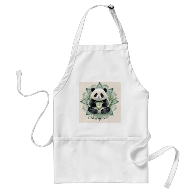 Tablier Panda Chubby assis dans une pose de lotus Zen (Devant)