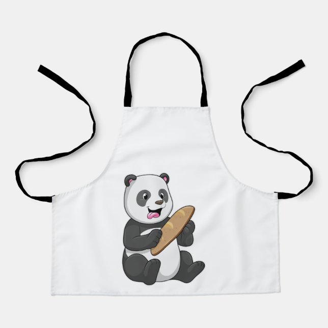 Tablier Panda comme boulanger avec pain (Recto)