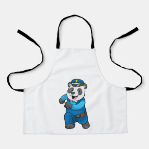 Tablier Panda en tant qu'officier de police avec casquette