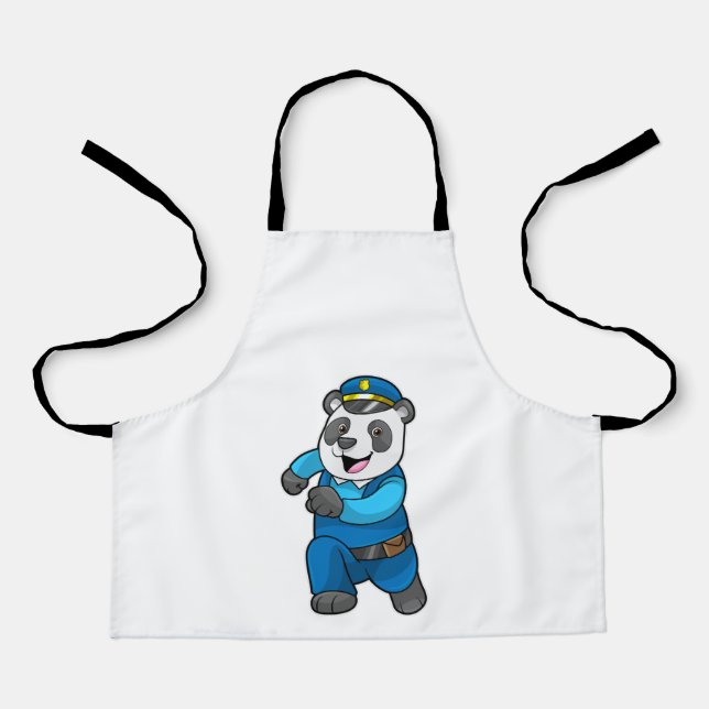 Tablier Panda en tant qu'officier de police avec casquette (Recto)