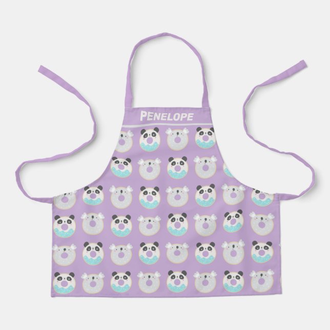 Tablier Panda Koala Kawaii Donut Motif personnalisé (Recto)