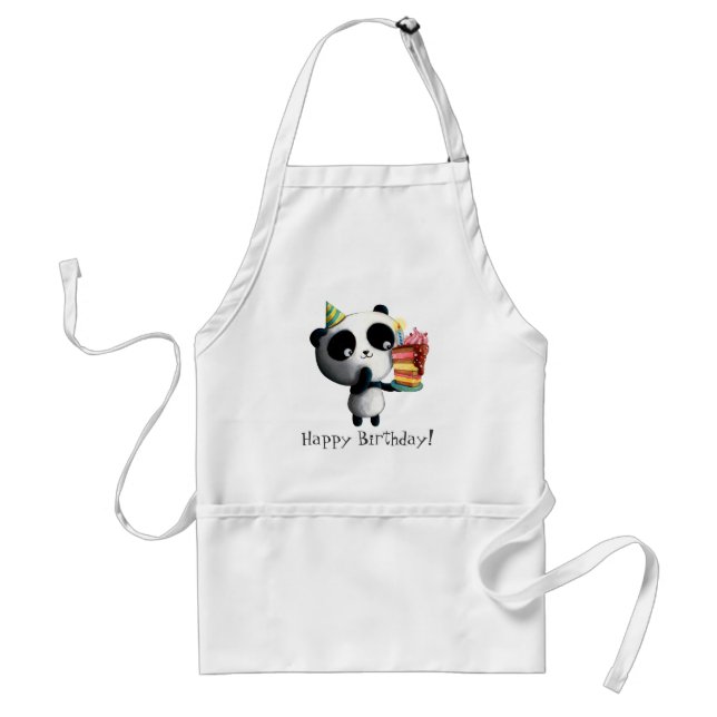 Tablier Panda mignon d'anniversaire avec le gâteau (Devant)