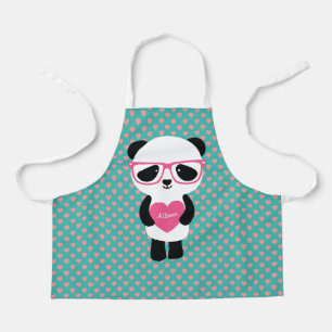 Tablier Panda mignonne avec lunettes roses