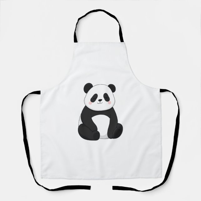 Tablier Panda noir et blanc Kawaii (Recto)