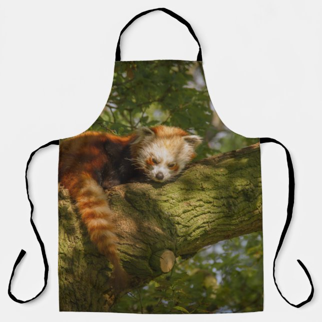 TABLIER PANDA ROUGE SUR BRANCHE ARBRE VERT (Recto)