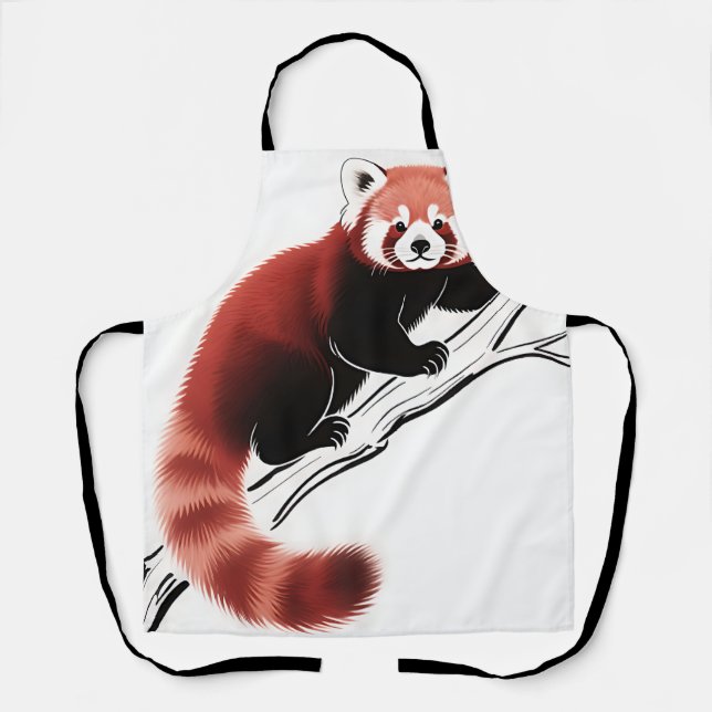 Tablier Panda roux perché sur une branche (Recto)