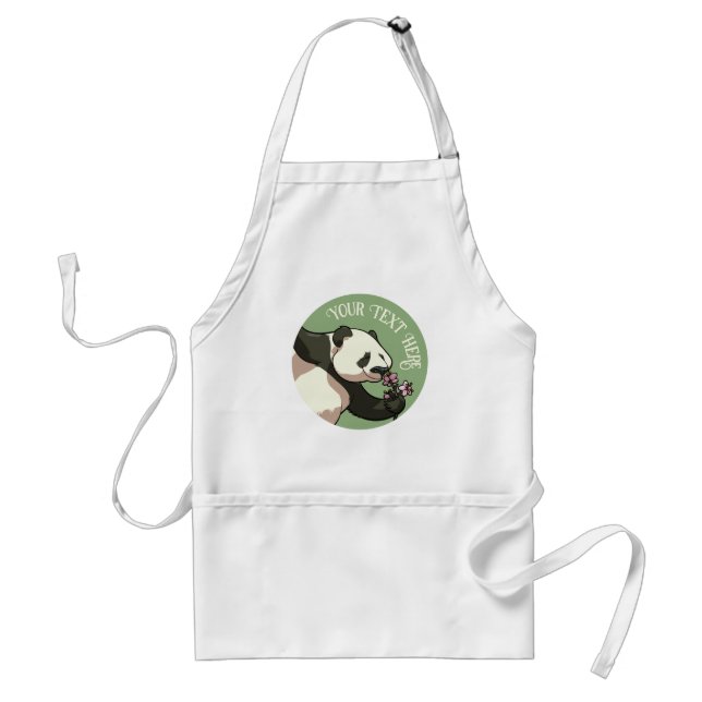 Tablier Panda souriant & conception de fleurs de cerisier  (Devant)