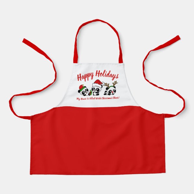 Tablier Pandas de Noël personnalisés (Recto)