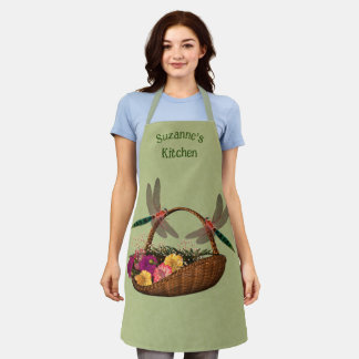 Tablier Panier à fleurs de libellules Personnalisé