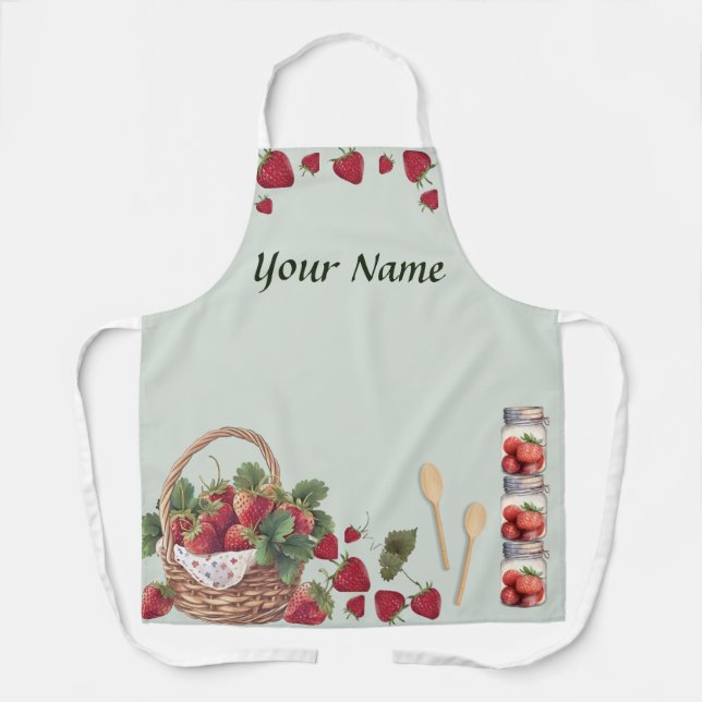 Tablier Panier de fraises sur tout le papier Panier moyen (Recto)