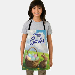 Tablier Panier de Pâques de lapin de printemps de pré pais