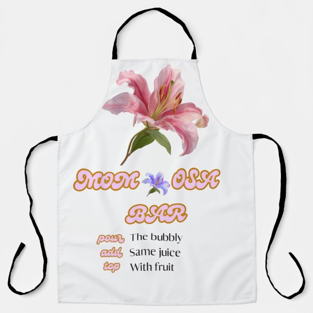 Tablier Panneau de bar de maman floral rose imprimable  (Recto)