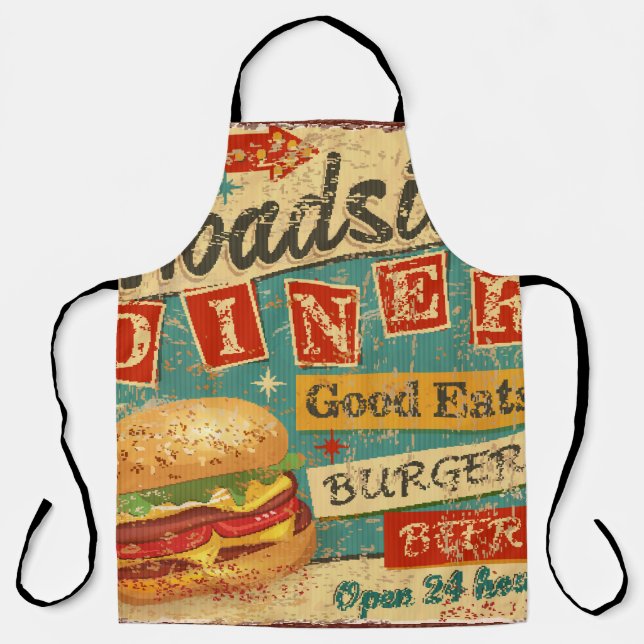 Tablier Panneau métallique vintage Roadside Diner, diner,  (Recto)