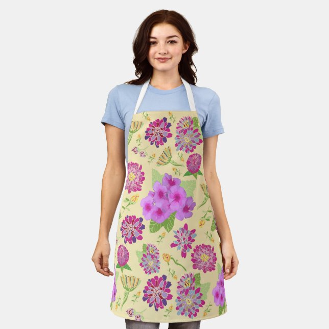 Tablier Pansies Floral Bouquet Apron (Porté)