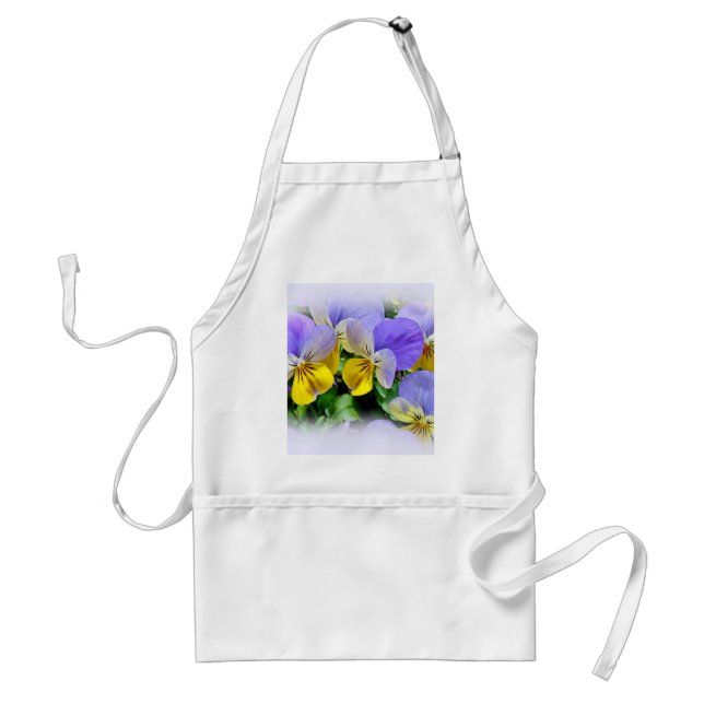 Tablier Pansies - pourpre et jaune (Devant)