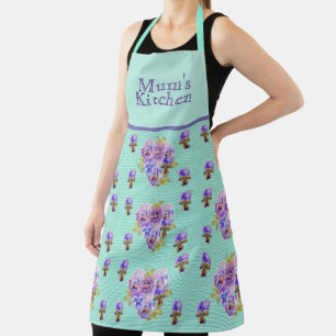 Tablier Pansy Flower Aqua Bande d'art floral Cuisine Apron