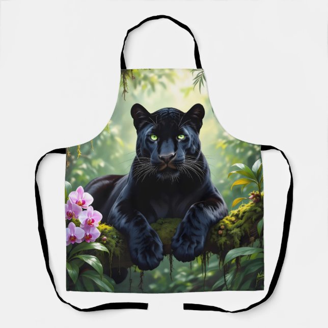 Tablier Panthère noire dans la jungle (Recto)