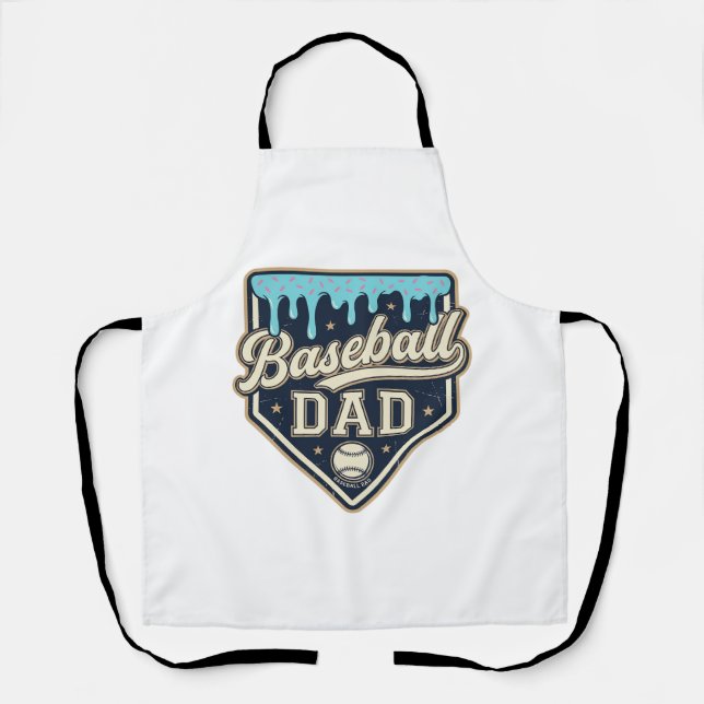 Tablier Papa Baseball Drippy Plaque de Base Vintage Vector (Recto)