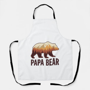 Tablier Papa Bear silhouette ours vintage forêt T-Shirt_1