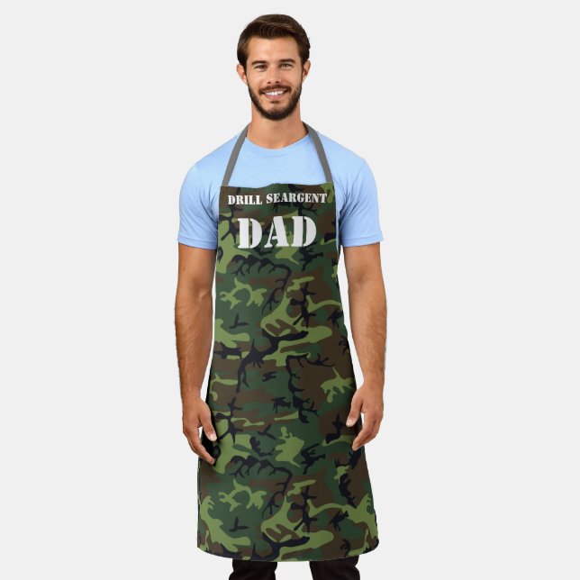 Tablier Papa Camouflage Imprimé Camo Vétéran de l'armée  (Porté)