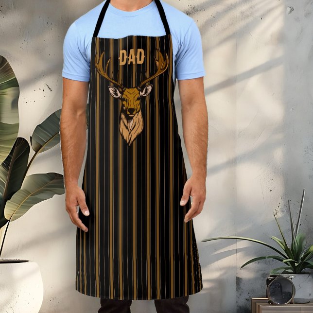 Tablier Papa Chasseur de Cerfs ou Nom à Rayures Noires (Créateur téléchargé)